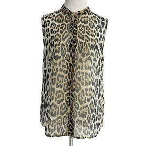 Equipment Leopard Print Sleeveless Blouse